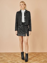 Yumi Black Boucle Sequin Jacket With Pearl Buttons - Image 3 of 5