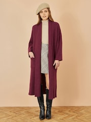 Yumi Red Knitted Maxi Cardigan With Pockets - Image 1 of 4