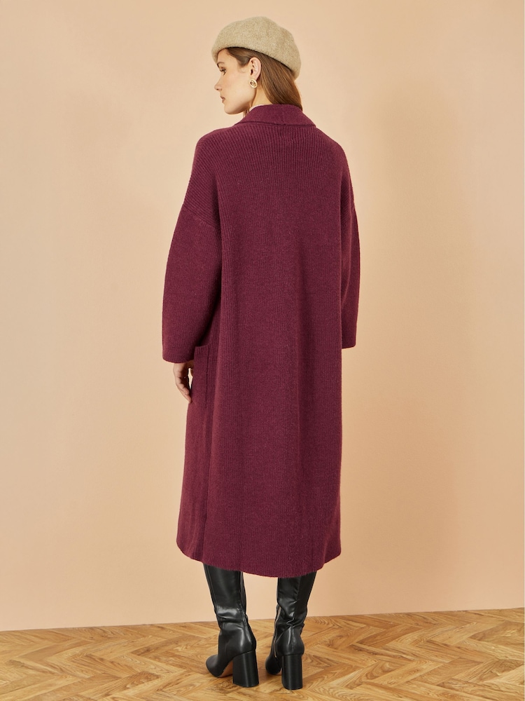 Yumi Red Knitted Maxi Cardigan With Pockets - Image 4 of 4 Yumi Red Knitted Maxi Cardigan With Pockets - Image 4 of 4