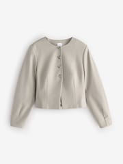 Neutral Long Sleeve Round Neck Ponte Blazer - Image 1 of 1