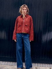 Rust Brown Faux Suede Zip Through Jacket - Image 2 of 8