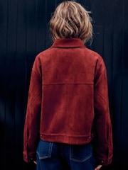 Rust Brown Faux Suede Zip Through Jacket - Image 4 of 8