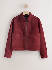 Rust Brown Faux Suede Zip Through Jacket - Image 6 of 8