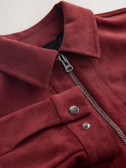 Rust Brown Faux Suede Zip Through Jacket - Image 8 of 8