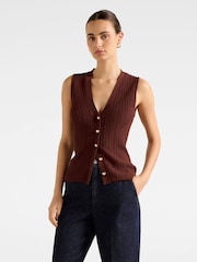 Forever New Brown Ivy Pointelle Waistcoat - Image 1 of 5