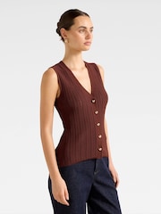 Forever New Brown Ivy Pointelle Waistcoat - Image 4 of 5
