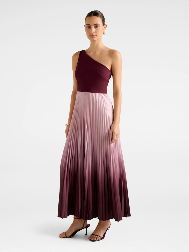 Forever New Pink Olena One Shoulder Pleated Midi Dress - Image 4 of 4