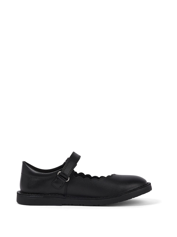 Kickers Black Junior Girls Adlar MJ Scallop Leather Shoes - Image 2 of 6