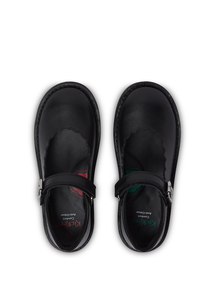 Kickers Black Junior Girls Adlar MJ Scallop Leather Shoes - Image 6 of 6