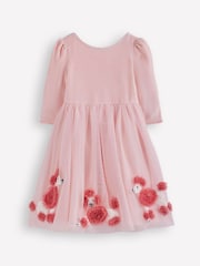 Boden Pink Velour Tulle Appliqué Dress - Image 2 of 3