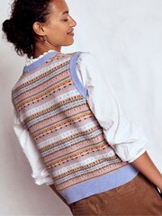 Boden Cream Edie Fair Isle Tank Top - Image 3 of 8