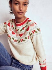 Boden Cream Edie Fair Isle Jumper - Image 1 of 6