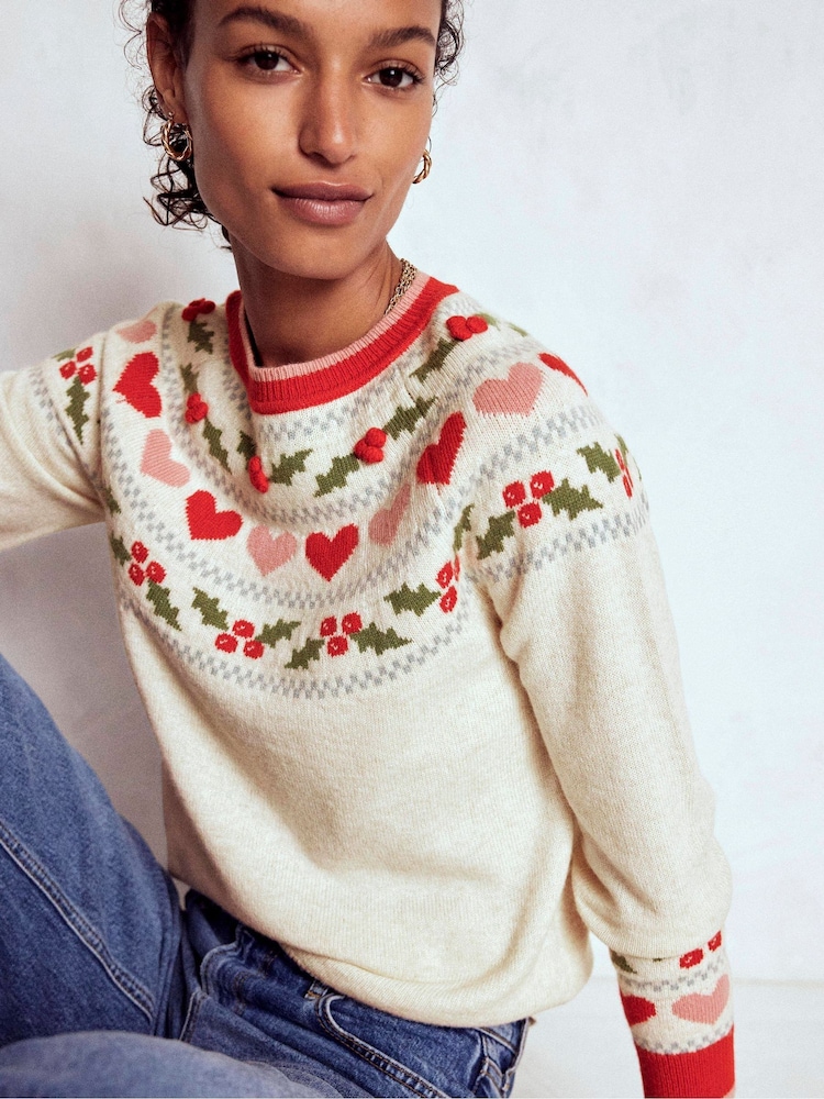 Boden Cream Edie Fair Isle Jumper - Image 1 of 6 Boden Cream Edie Fair Isle Jumper - Image 1 of 6