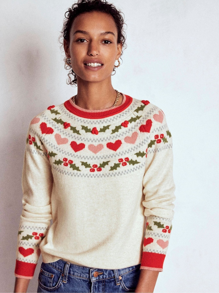 Boden Cream Edie Fair Isle Jumper - Image 2 of 6 Boden Cream Edie Fair Isle Jumper - Image 2 of 6