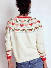 Boden Cream Edie Fair Isle Jumper - Image 3 of 6
