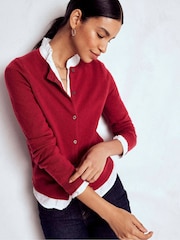 Boden Red Eva Cashmere Crew Cardigan - Image 1 of 7