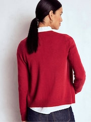 Boden Red Eva Cashmere Crew Cardigan - Image 3 of 7