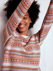 Boden Cream Edie Fair Isle Jumper - Image 5 of 7