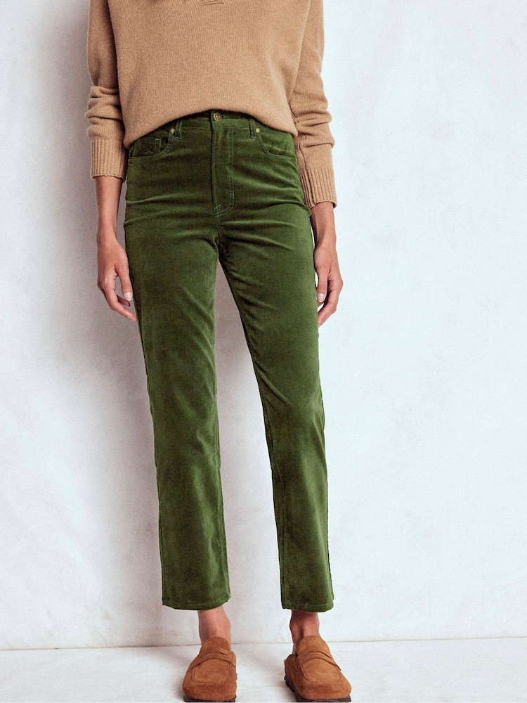 Boden Green Velveteen Straight Leg Jeans - Image 2 of 7 Boden Green Velveteen Straight Leg Jeans - Image 2 of 7