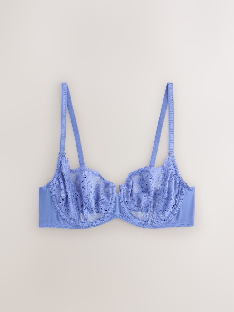Mauve/Peach/Blue Non Pad Balcony Lace Bras 3 Pack - Image 2 of 6