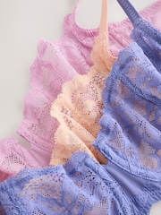 Mauve/Peach/Blue Non Pad Balcony Lace Bras 3 Pack - Image 5 of 6
