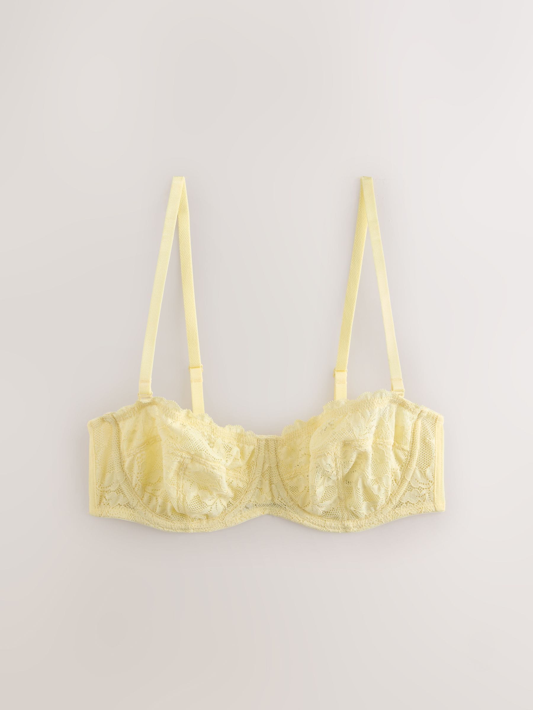 Buy Lemon Yellow/White Lace Non-Padded Strapless & Multiway Bras 2