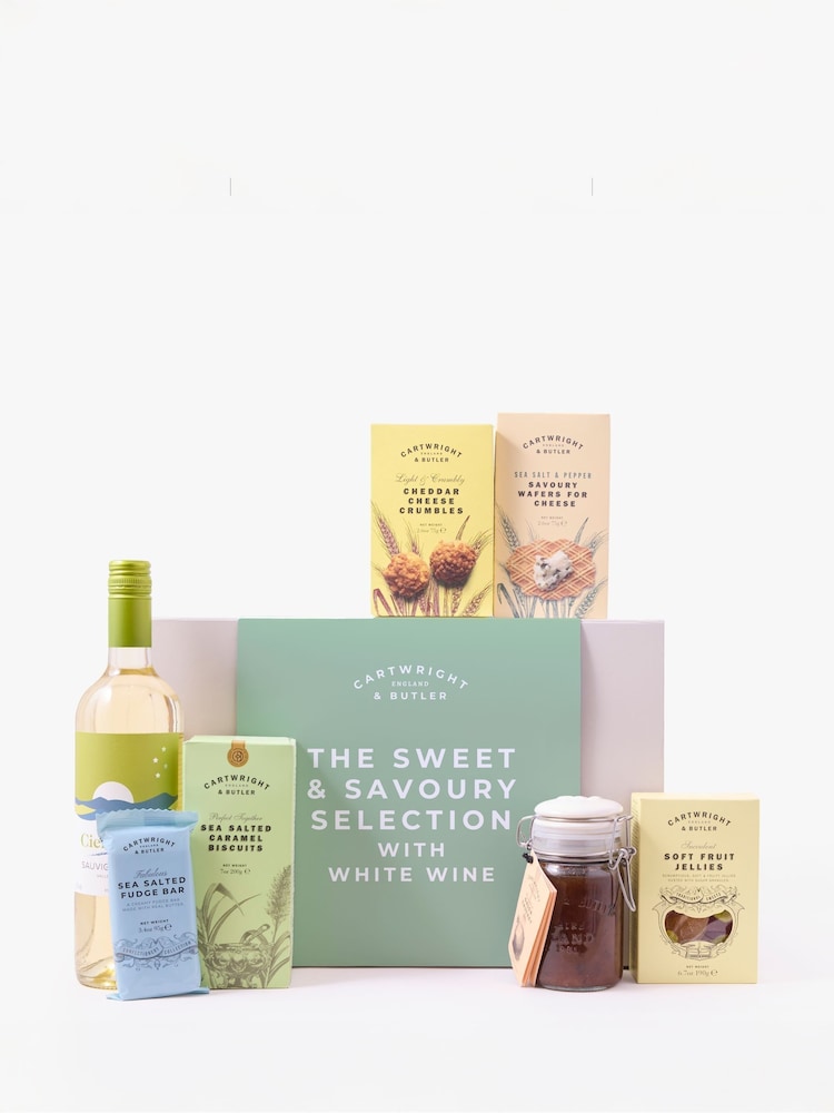 Cartwright & Butler Sweet and Savoury Gift Box with White Wine - Image 1 of 2