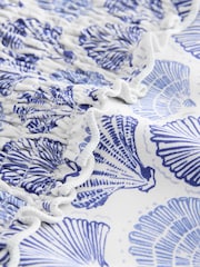 White/Blue Shell Shirred High Leg Bikini Bottoms - Image 7 of 7