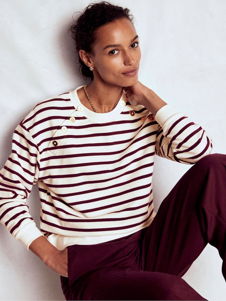 Boden Purple Button Detail Sweatshirt - Image 1 of 5