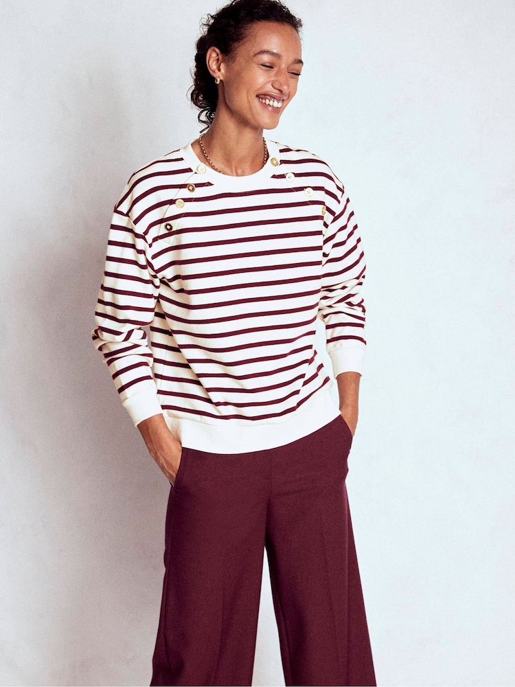 Boden Purple Button Detail Sweatshirt - Image 1 of 5