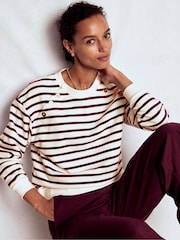 Boden Purple Button Detail Sweatshirt - Image 3 of 5