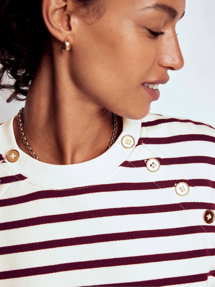 Boden Purple Button Detail Sweatshirt - Image 5 of 5