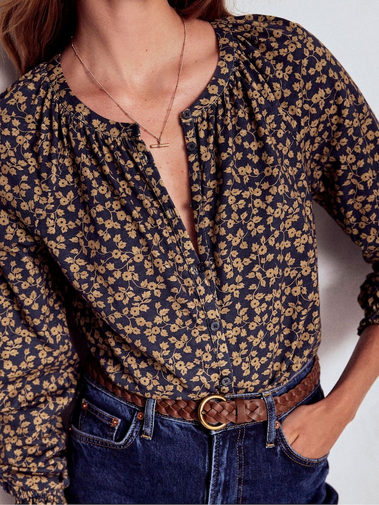 Boden Brown Isla Long Sleeve Jersey Shirt - Image 2 of 5