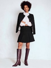 Boden Black Flippy Textured Skirt - Image 1 of 5