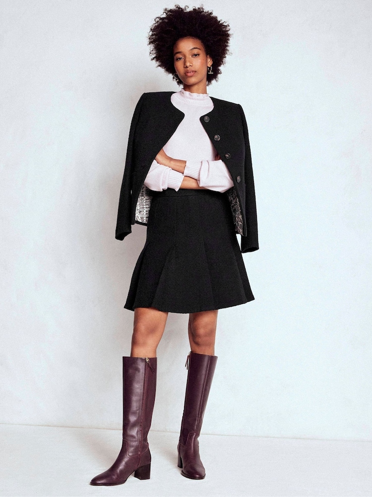Boden Black Flippy Textured Skirt - Image 1 of 5