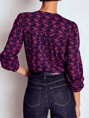 Boden Blue Elsa Smocked Yoke Jersey Shirt - Image 3 of 5
