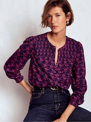Boden Blue Elsa Smocked Yoke Jersey Shirt - Image 4 of 5