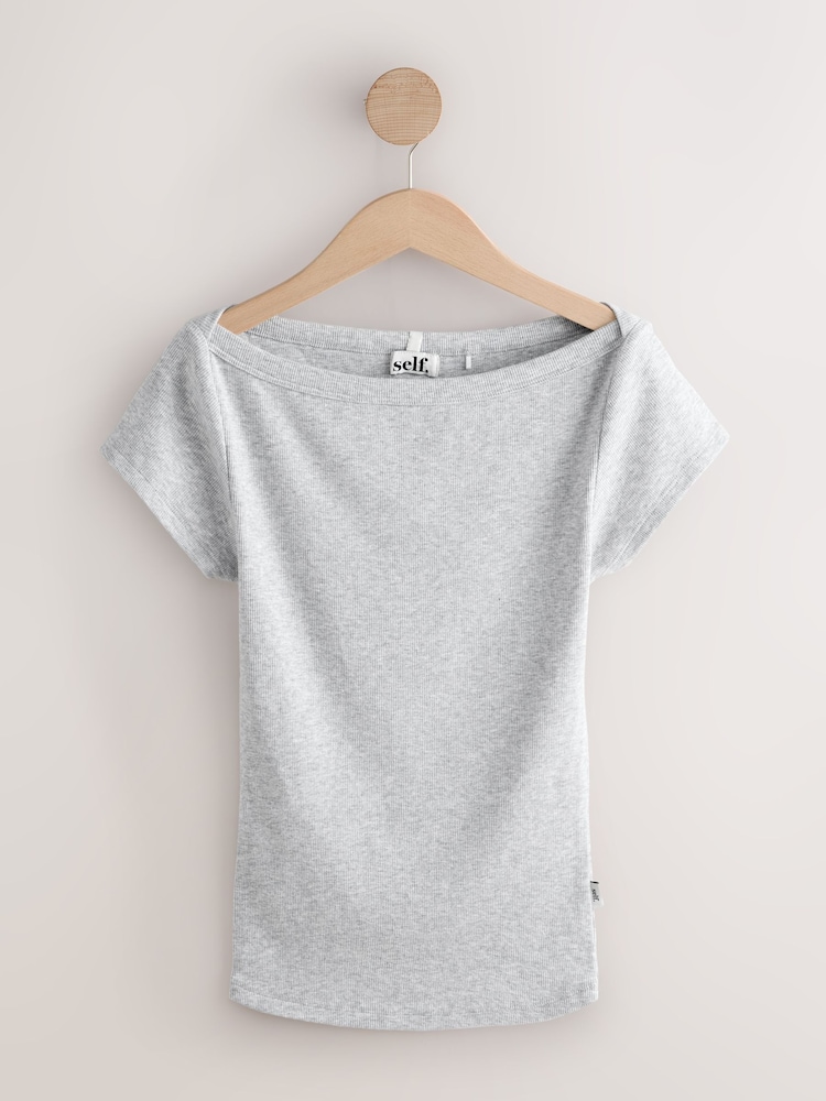 self. Black/Grey Boat Neck T-Shirts 2 Pack - Image 2 of 10