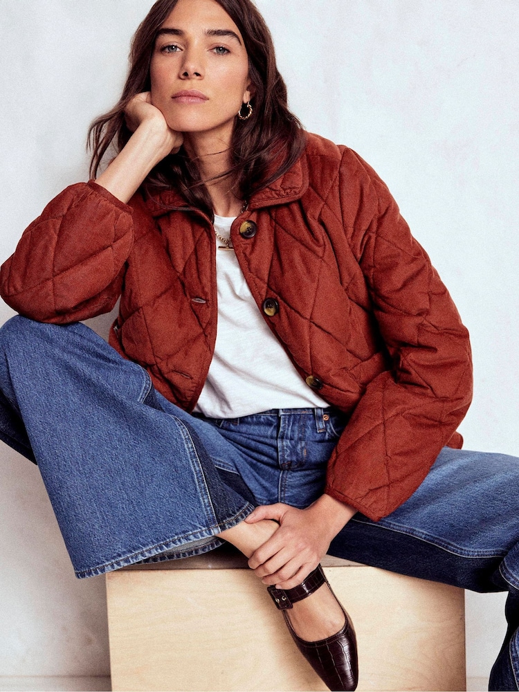 Boden Red Fitzrovia Quilted Cord Jacket - Image 1 of 6 Boden Red Fitzrovia Quilted Cord Jacket - Image 1 of 6