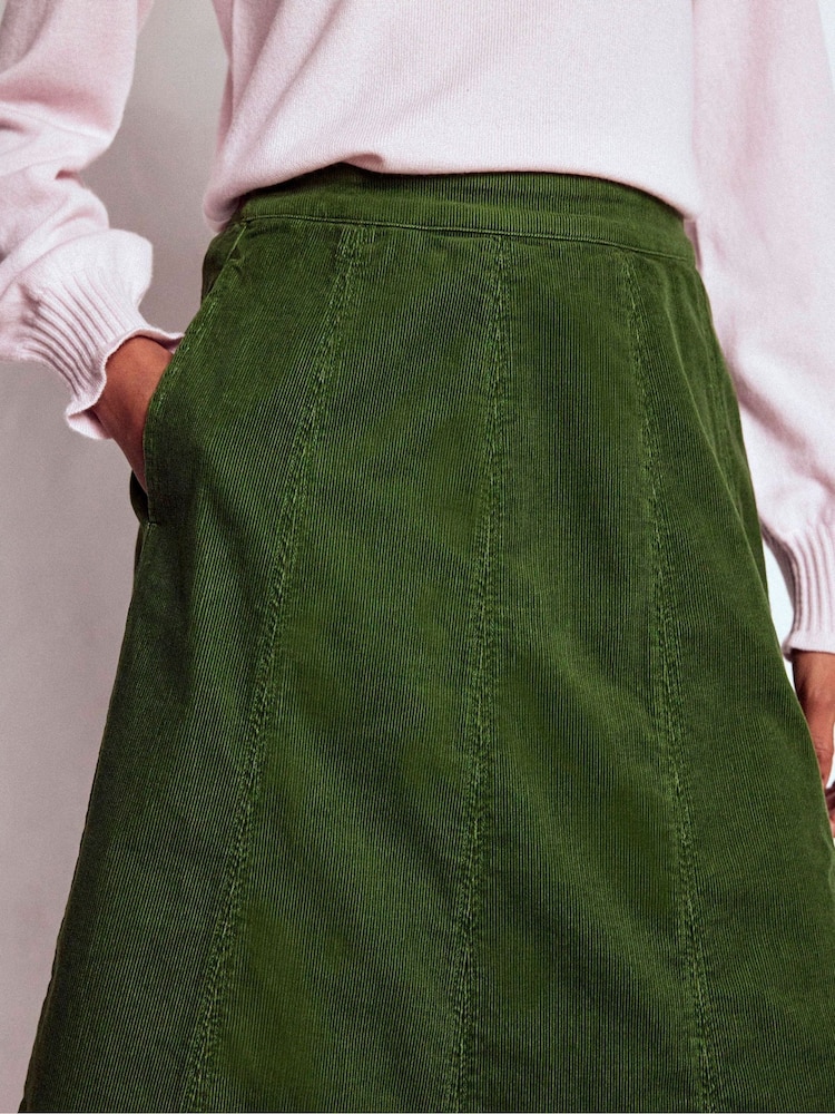 Boden Green Joy Cord Midi Skirt - Image 2 of 5
