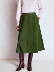 Boden Green Joy Cord Midi Skirt - Image 4 of 5