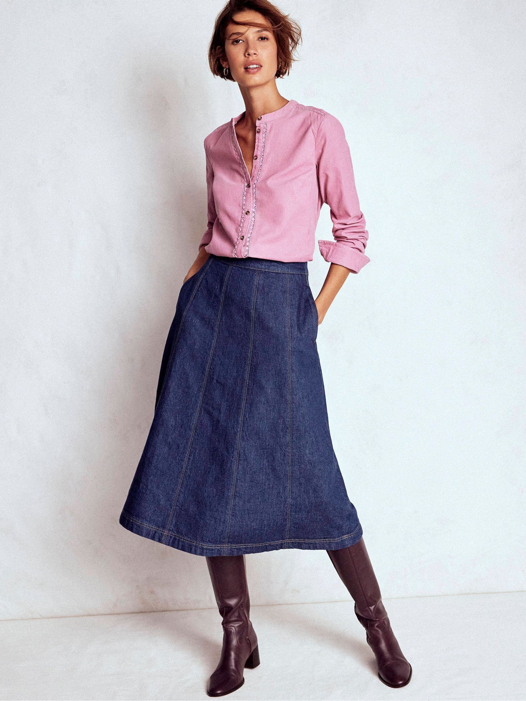 Buy Boden Blue Joy Panelled Denim Skirt from Next USA