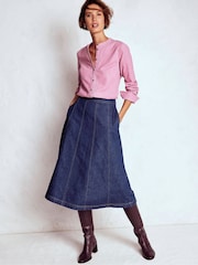 Boden Blue Joy Panelled Denim Skirt - Image 1 of 5