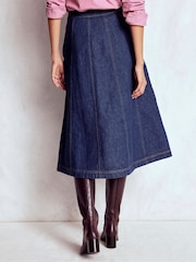 Boden Blue Joy Panelled Denim Skirt - Image 3 of 5