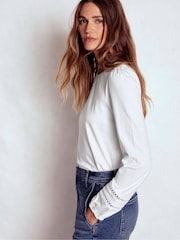 Boden White Flo Trim Detail Top - Image 2 of 5