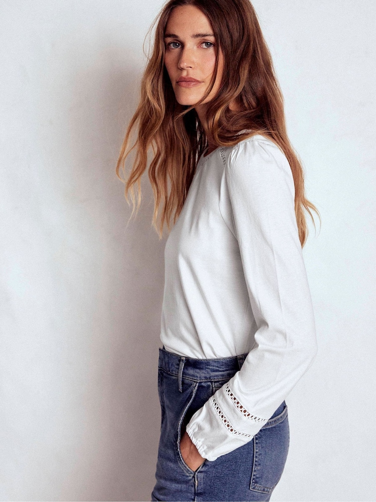 Boden White Flo Trim Detail Top - Image 2 of 5
