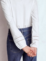 Boden White Flo Trim Detail Top - Image 4 of 5