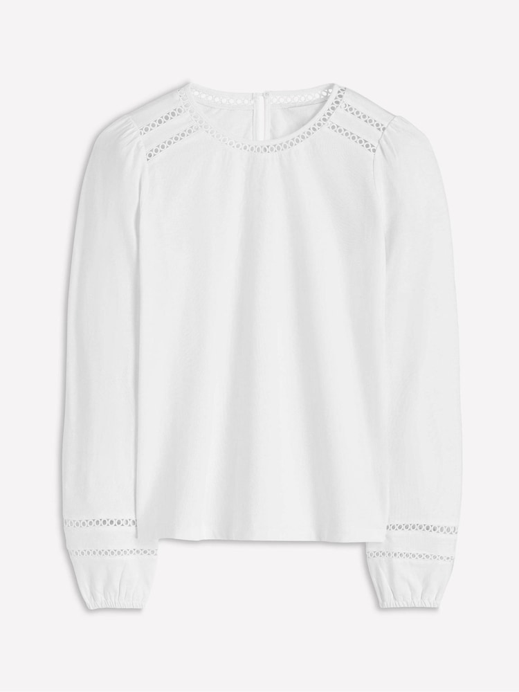 Boden White Flo Trim Detail Top - Image 5 of 5 Boden White Flo Trim Detail Top - Image 5 of 5