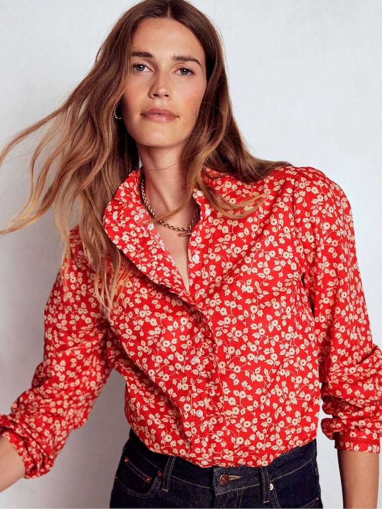 Boden Red Helena Cotton Top - Image 1 of 5
