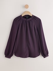 بنفسجي برقوقي - بلوزة ياقة سبعة بكم طويل - صورة 1 من 3